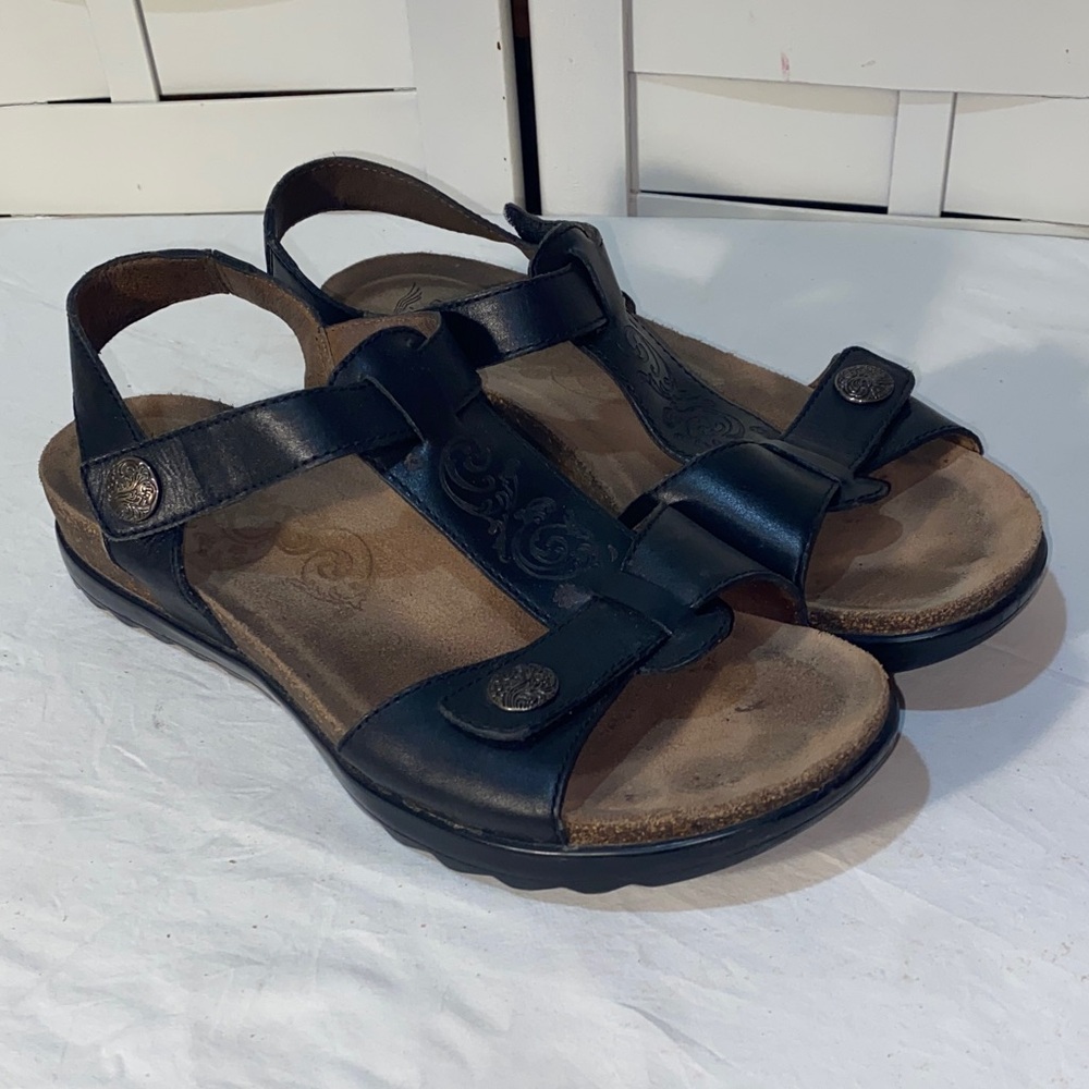 Dansko Pasha Women's Black Leather Sandals Size 40/ 9.5-10